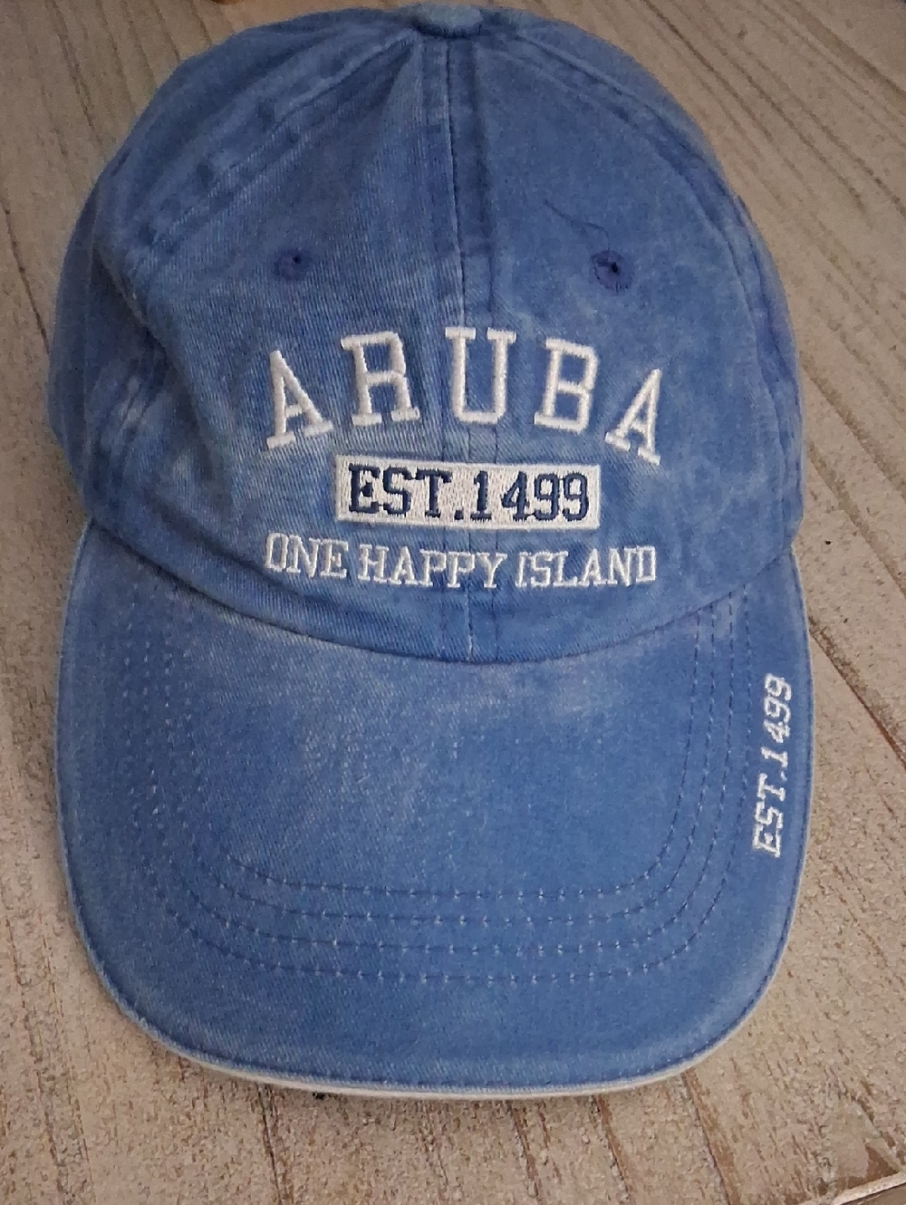 Aruba Embroidered Blue Baseball Cap With Velcro Back